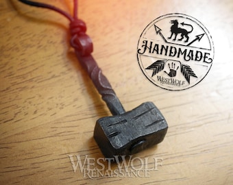 Hand-Forged Iron Thor&#39;s Hammer Pendant -- Norse/Odin/Mjolnir/North/Medieval/Blacksmith/Necklace