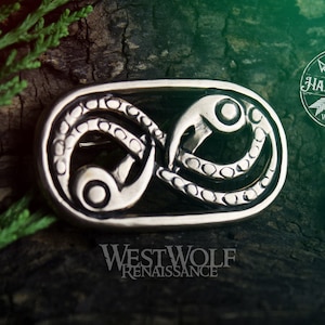 Viking Odin&#39;s Ravens Brooch or Pendant - Hugin and Munin Infinity Symbol in Solid Bronze --- Norse/Jewelry/Pin/Raven/Birds/Gold/Celtic