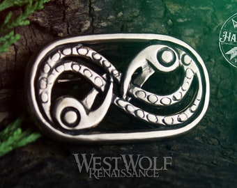 Viking Odin's Ravens Brooch or Pendant - Hugin and Munin Infinity Symbol in Solid Bronze --- Norse/Jewelry/Pin/Raven/Birds/Gold/Celtic