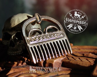 Peine vikingo para barba o cabello en bronce macizo - para hombres o mujeres --- Norse Grooming/Dinamarca/Noruega/Suecia/Islandia/Pick