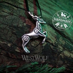 Celtic Deer or Stag Pendant - in Bronze, Sterling Silver, or Stainless Steel --- Nordic/Viking/Nature/Pagan/Jewelry/Animal Spirit Gift