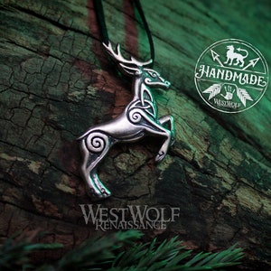 Celtic Deer or Stag Pendant - in Bronze, Sterling Silver, or Stainless Steel --- Viking/Nature/Pagan/Animal Spirit Gift