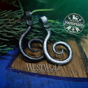 Hand-Forged Celtic Spiral Pendant - with Silver or Natural Black Finish --- Dark Age/Medieval/Viking/Norse/Blacksmith/Iron/Necklace