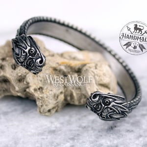 Viking Sea Serpent Dragon Bracelet - Jormugandr of Norse Mythology --- Silver/Jewelry/Cuff/Torc