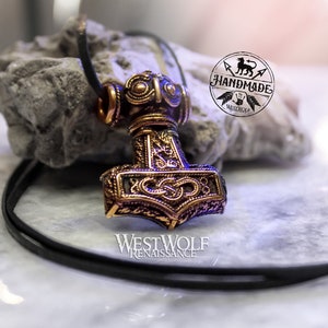 Pendentif Mjolnir de marteau de Thor Viking en bronze de plus petite taille avec conception de tête d&#39;oiseau --- nordique/Scania/scandinave/Suède/Norvège/Chouette/Bijoux