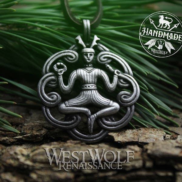 Celtic Cernunnos the Forest God Pendant / Amulet --- Celt/Medieval/Silver/Talisman/Jewelry/Cernunn/Nature