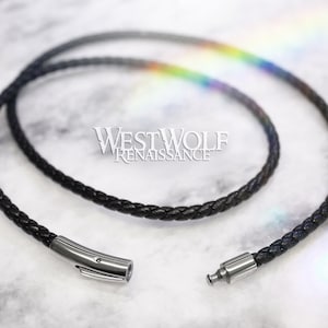 Collier cordon en cuir tressé pour pendentifs en plusieurs tailles - avec fermoir en acier inoxydable - Premium Made in USA - pour homme ou femme