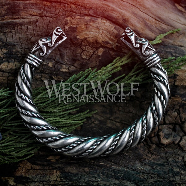 Wikinger Drachenkopf Armband - Jormugandr der nordischen Mythologie --- Silber/Schmuck/