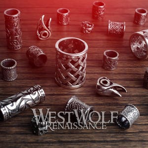 Perline grandi in argento per barba vichinga -- Norreno/Scandinavo/Norvegia/Design/Teschio di corvo/Perlina/Gioielli/Capelli/Treccia/Dreadlock/Ciondolo/Argento Sterling