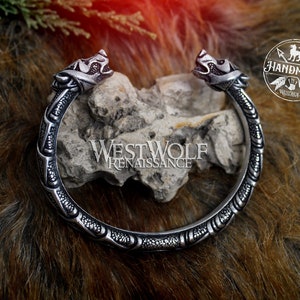 Viking Berserker Bear Head Torc Bracelet --- Norse/Scandinavian/Arm Ring/Band/Pewter/Silver/Jewelry