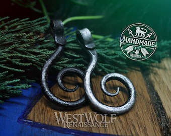 Hand-Forged Celtic Spiral Pendant - with Silver or Natural Black Finish --- Dark Age/Medieval/Viking/Norse/Blacksmith/Iron/Necklace