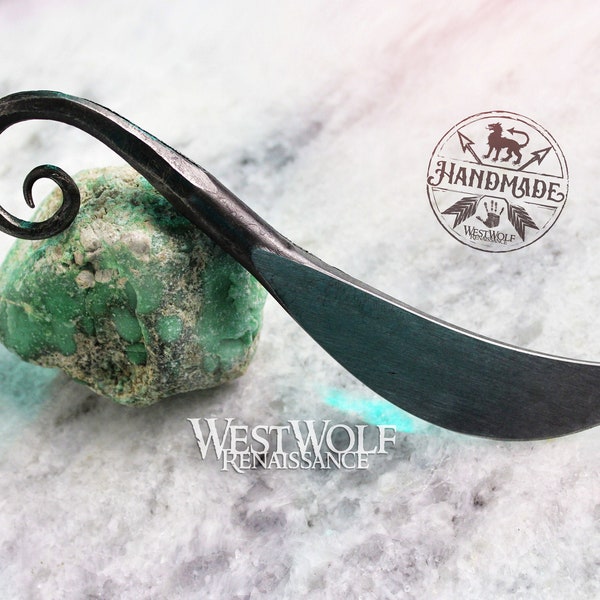 Hand-Forged Steel Viking or Celtic Spiral All-Purpose Knife --- Norse/Medieval/Hunting/Dining/Carving