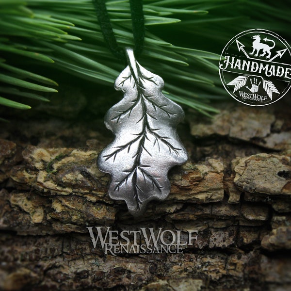 Oak Leaf Pendant in Pewter, Bronze, or Sterling Silver --- Norse/Viking/Celtic/Medieval/Jewelry/Necklace