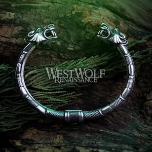 Wolves of Odin Bracelet - Geri and Freki --- Viking/Norse/Wolf/Fenrir/Silver/Pewter/Torc/Jewelry