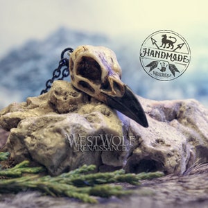 Raven Skull Pendant in 3 Different Sizes - Cast Resin Faux Skull --- Necromancer/Viking/Celtic/Norse/Crow/Jewelry