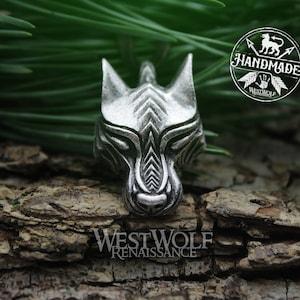 Viking Wolf Head Pendant --- Norse/Fenrir/Warg/Werewolf/Odin/Medieval/Celtic/Silver/Jewelry/Skyrim