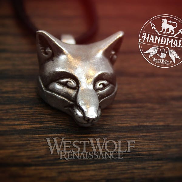 Fox Head Pendant in Sterling Silver, Bronze, or Pewter --- Norse/Viking/Celtic/Medieval/Jewelry/Necklace