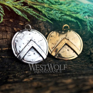 Greek Spartan Shield Pendant in Sterling Silver or Bronze --- Leonidas/300/Lambda/Symbol/Warrior/Protection/Amulet/Necklace/Jewelry/Skyrim