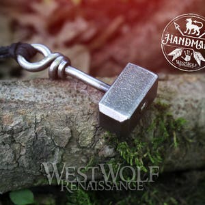 Hand-Forged Steel Thor&#39;s Hammer Pendant -- Mjolnir/Norse Mythology/North/Asgard/Blacksmith/Necklace
