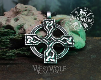 Celtic Cross Pendant - Christian Ring Cross with Knot Design --- Celts/Gaelic/Irish/Silver/Necklace