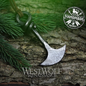 Large Viking Axe Blade Pendant - Hand-Forged Wearable Tool & Jewelry --- Norse/Medieval/Scandinavian/Steel/Necklace/Skyrim