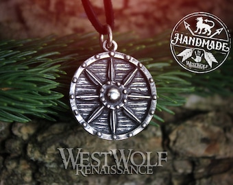Viking Shield Pendant in Sterling Silver --- Norse/Warrior/Protection/Amulet/Necklace/Jewelry/Skyrim
