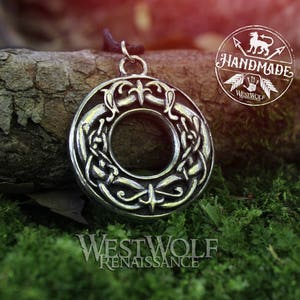 Viking Dragon-Ring Pendant -- Norse/Medieval/Norway/Jormungandr/Celtic/Circle/Loki