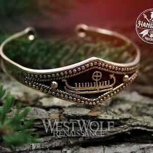 Viking Longship Bracelet for an Ocean Raider --- Norse/Bangle/Torc/Odin/Medieval/Celtic/Jewelry/Gold/Bronze