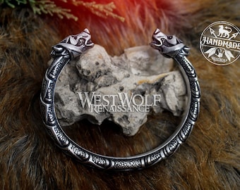 Viking Berserker Bear Head Torc Bracelet --- Norse/Scandinavian/Arm Ring/Band/Pewter/Silver/Jewelry