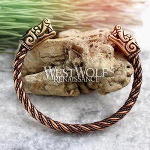 Bronze Viking Dragon Beast Bracelet/Torc/Torque --- Norse Mythology/Figurehead/Wolf/Monster/Medieval/Jewelry/Skyrim