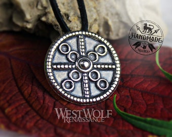 Ciondolo celtico del cerchio del sole in argento sterling - Amuleto di protezione --- Scudo/Croce/Simbolo/Collana/Gioielli/Norreno/Vichingo/Guerriero/Skyrim