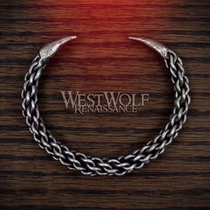 Hand-Forged Braided Steel Claw Torc Bracelet --- Celtic/Viking/Norse/Roman/Conan/Barbarian/Medieval/Hammered/Iron/Jewelry/Skyrim