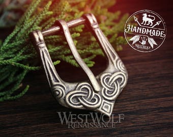 Viking Belt Buckle with Tri-Knot Designs - Small Size --- Norse/Celtic/Pagan/Knotted Art/Clothing/Hardware/Accessory