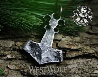 Hand-Forged Steel Viking MJOLNIR Thor's Hammer Pendant --- Norse/Icelandic/Scandinavian/Medieval/Blacksmith/Jewelry/Skyrim