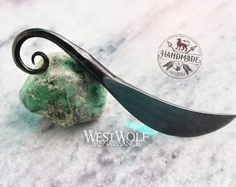 Hand-Forged Steel Viking or Celtic Spiral Dining Knife or Letter Opener --- Norse/Medieval/Hunting/Carving