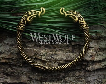 Blacksmith Made Runic Viking Primitive Torc of Married Metal Bronze Torc
