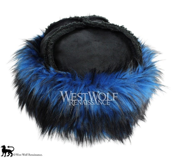 Wild Fox Fur-Trimmed Viking Hat - Faux Fur -  Norse/winter/cap/head/larp/medieval