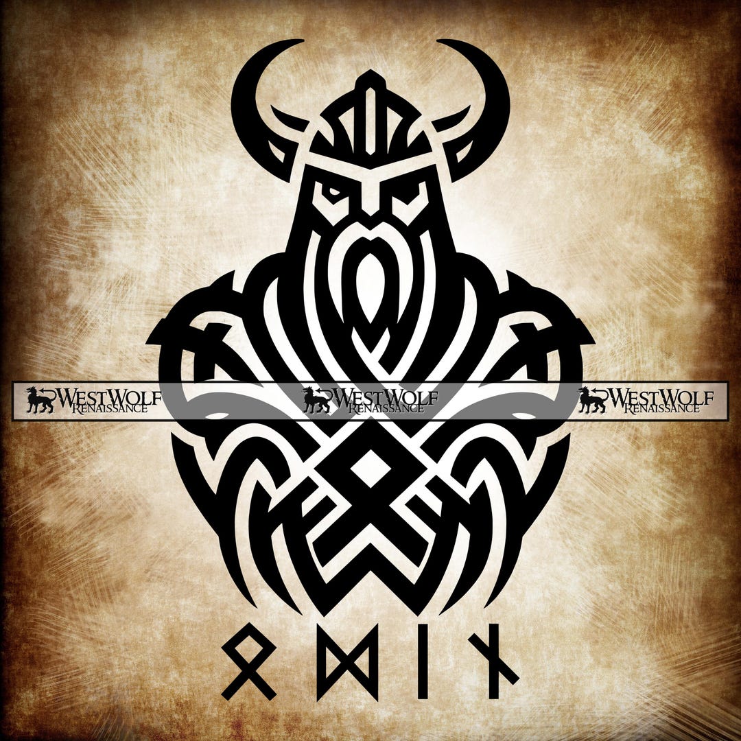 Odin Ringerike Style Digital Download Viking Design of Odin With Runes - SVG Vector Graphic ...