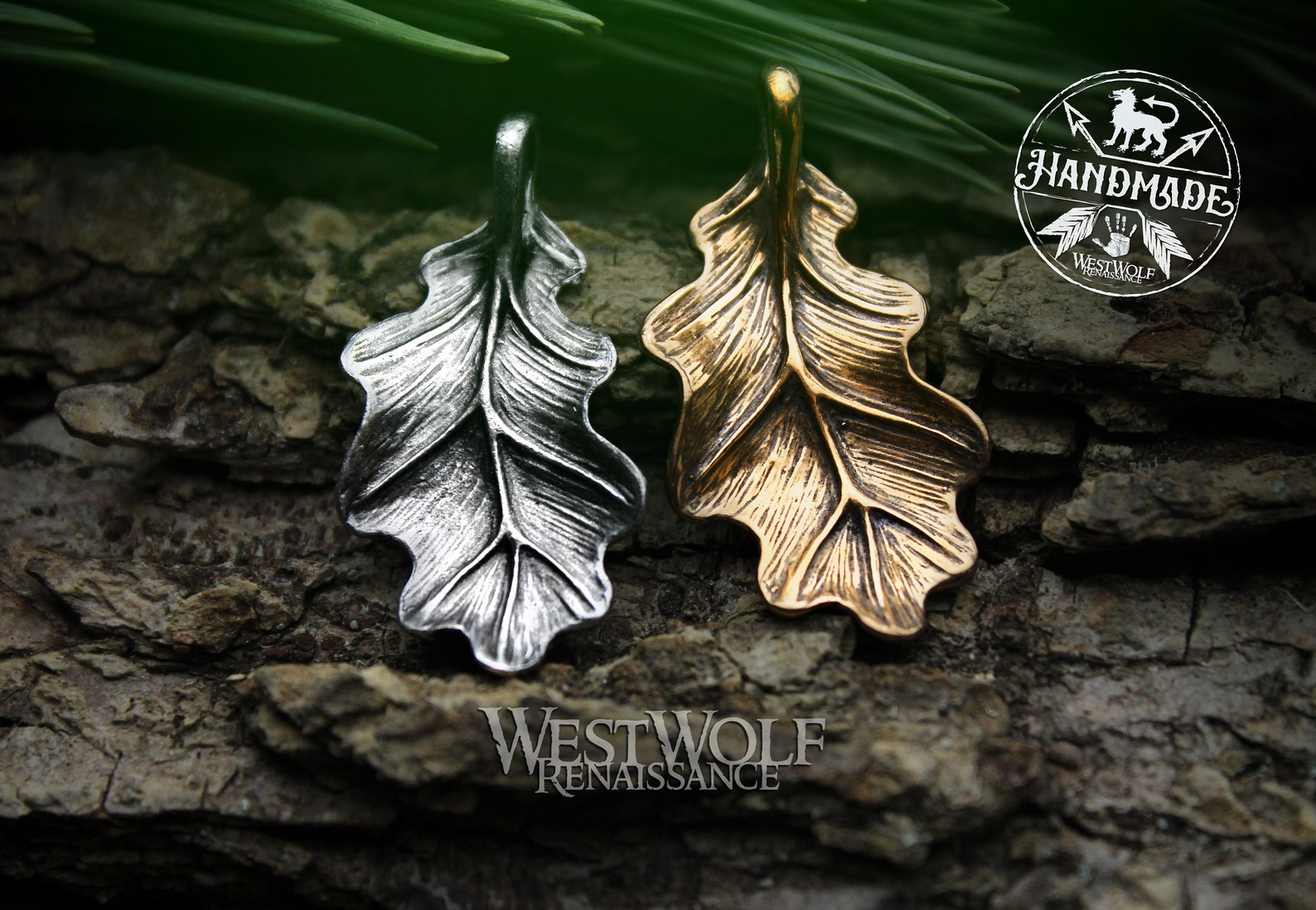 Oak Leaf Pendant in Pewter Bronze or Sterling Silver Etsy