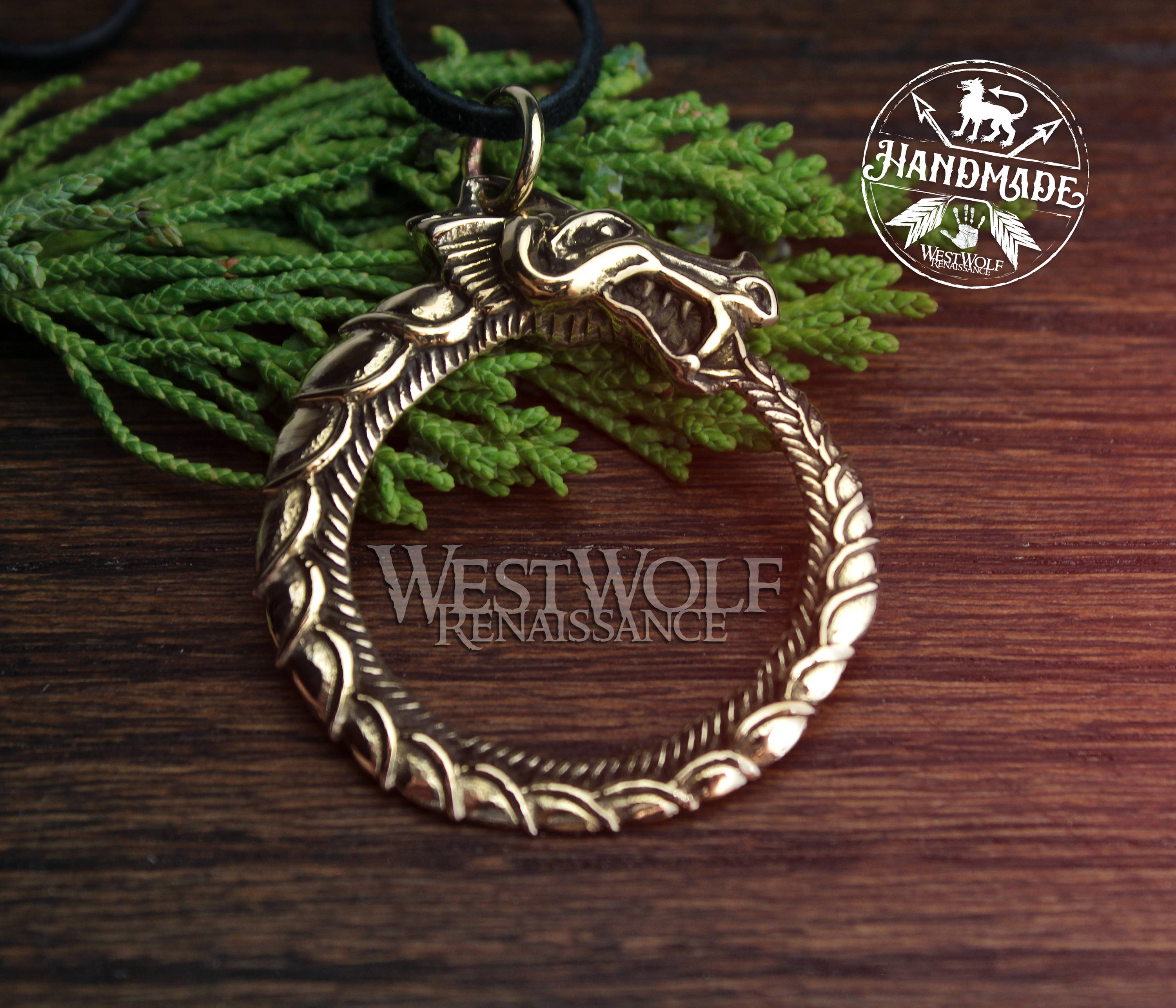 Viking Ouroboros Sea-serpent Pendant -- Norse/medieval/skyrim