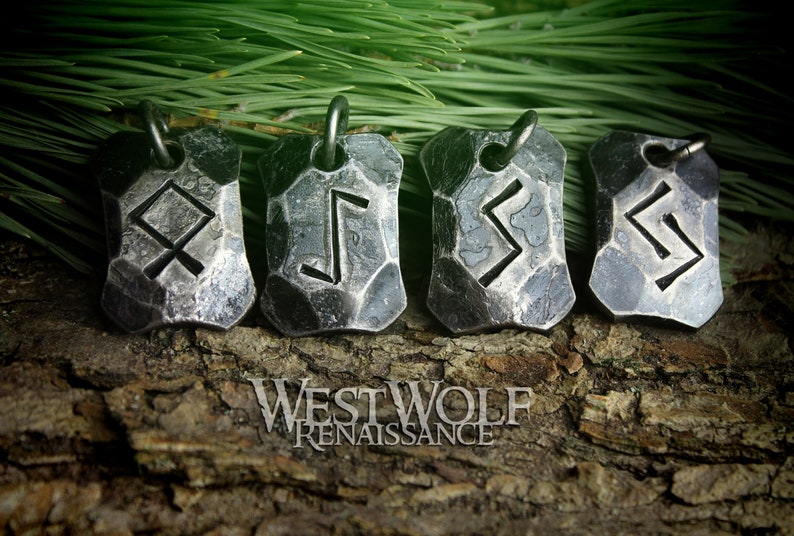 Hand-Forged Viking Rune Pendants Made of Hammered Steel Choose Your Talisman Norse/Symbols/Runes/Writing/Odin/Power/Charms/Beads image 3