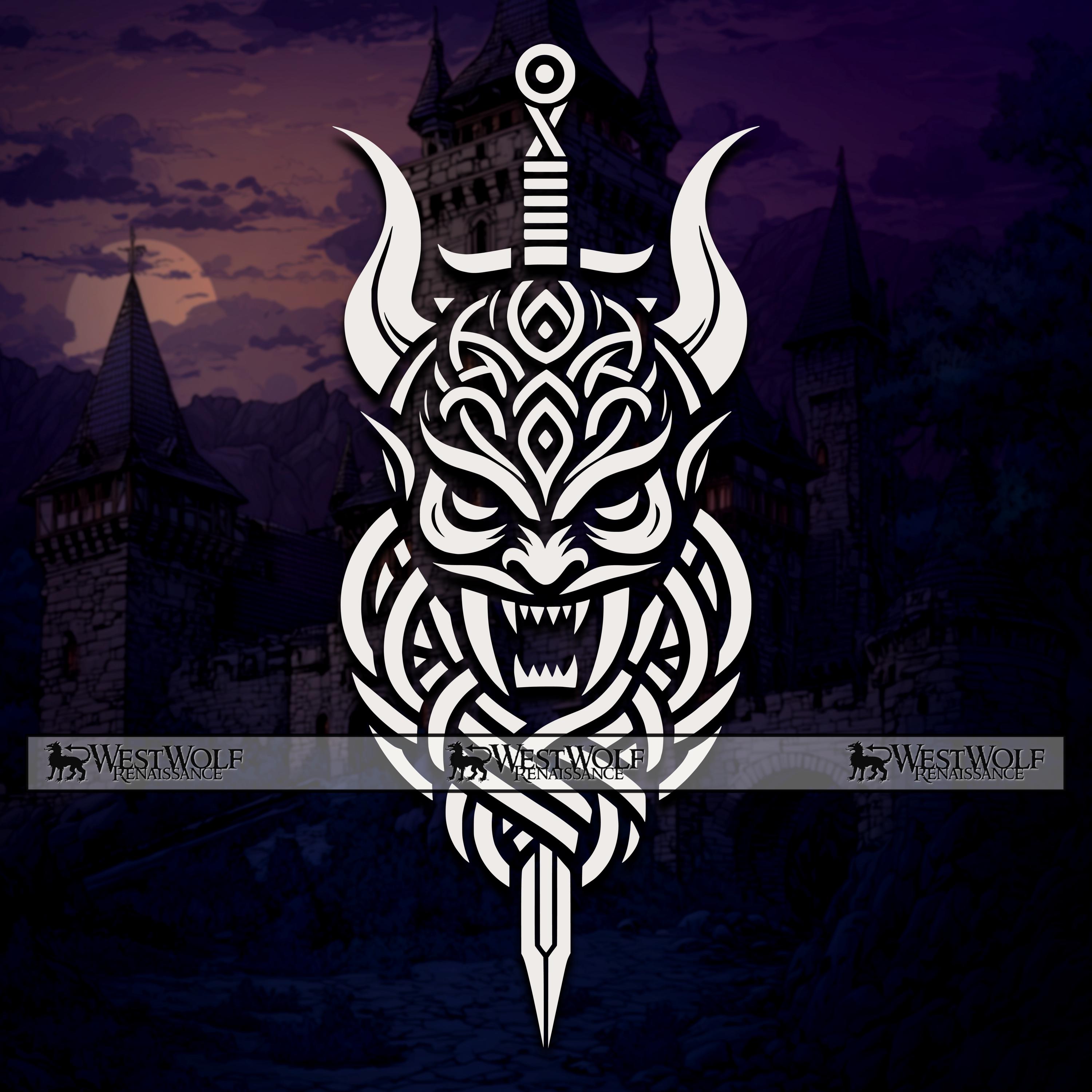 Demonic Svg Pattern Vampire Demon With Sword SVG Design + Png Dxf Files for Cricut/laser ...