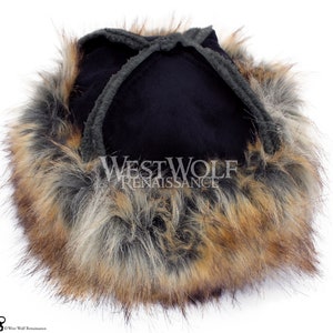 Fur-Trimmed Viking Hat with Grey Top and Winter Silver Fox Fur