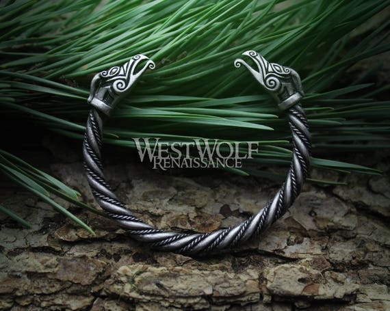 Celtic Wolf Torc Handcrafted with Bronze or Sterling Silver