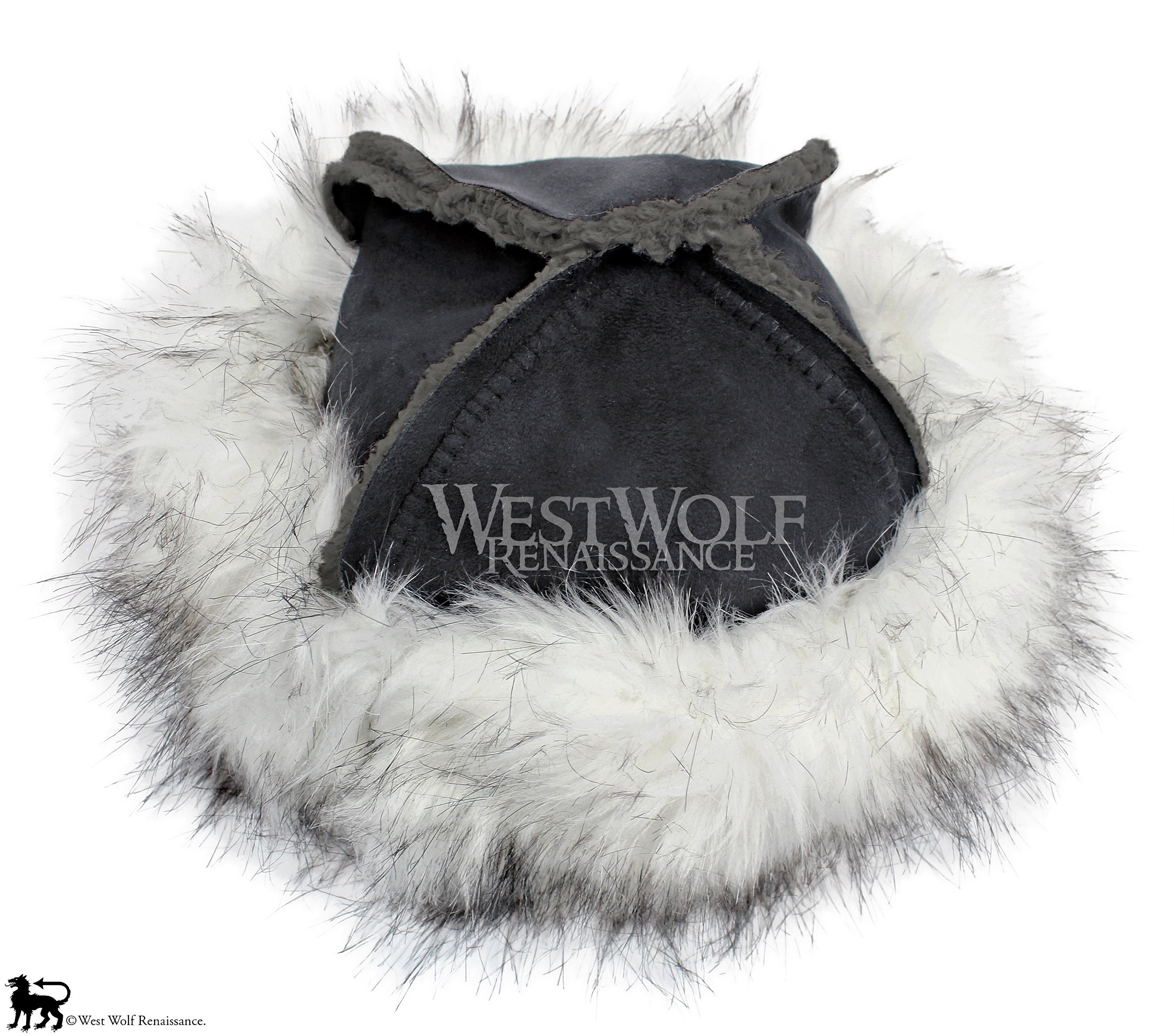Wild Fox Fur-Trimmed Viking Hat - Faux Fur - Norse/winter/cap/head