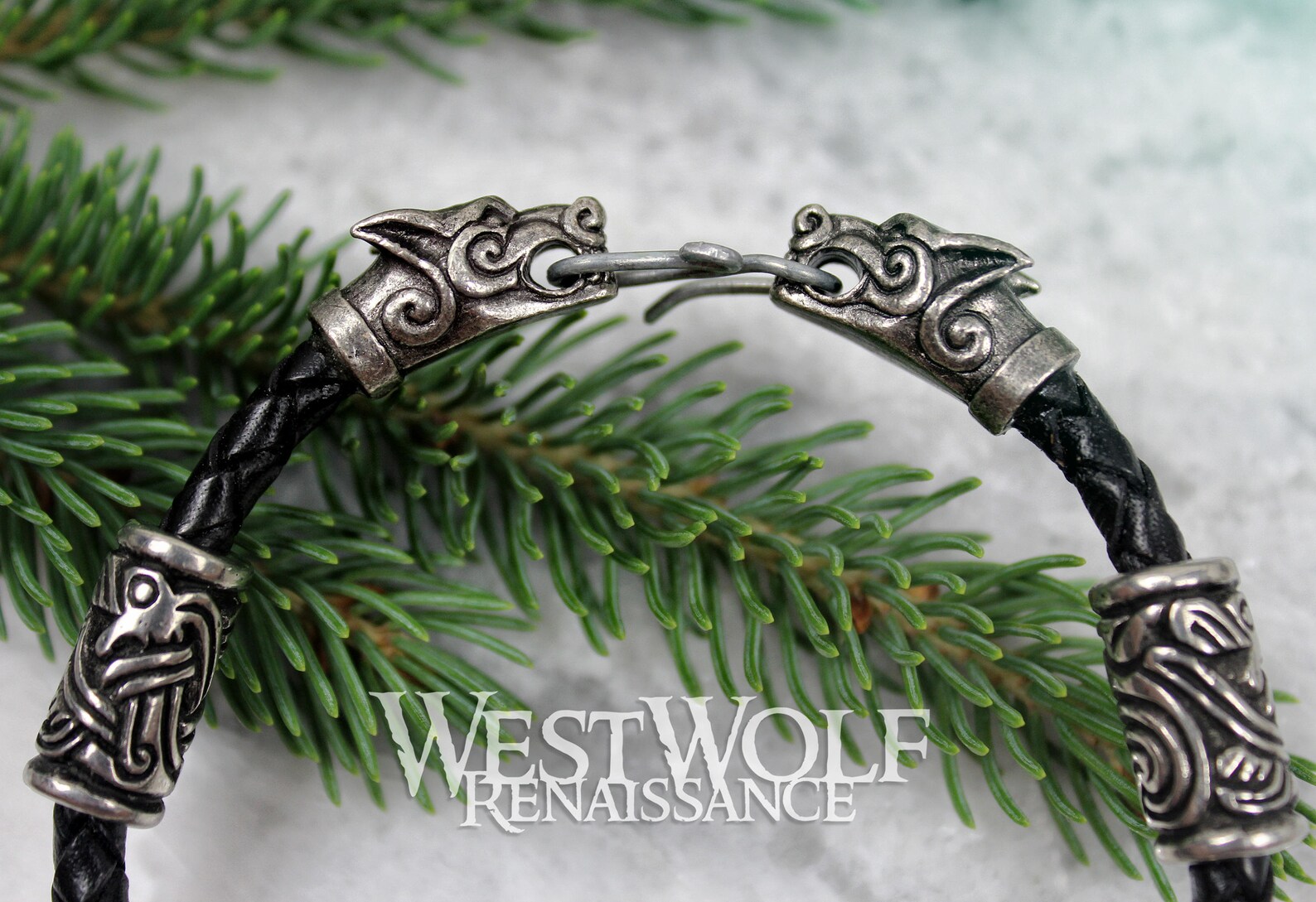 Fenrir Oath – Viking Wolf Leather Bracelet by The Nevermore