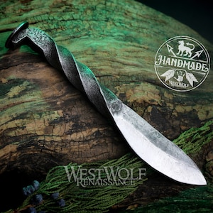 Hand-Forged Railroad Spike Knife with Twisted Handle - American &quot;Nail Knife&quot; --- Crude/Simple/Blade/Viking/Celtic/Medieval