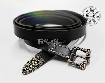 BRIGHTON Celtic Knot Black Embossed Weave Leather Belt  display picture 3