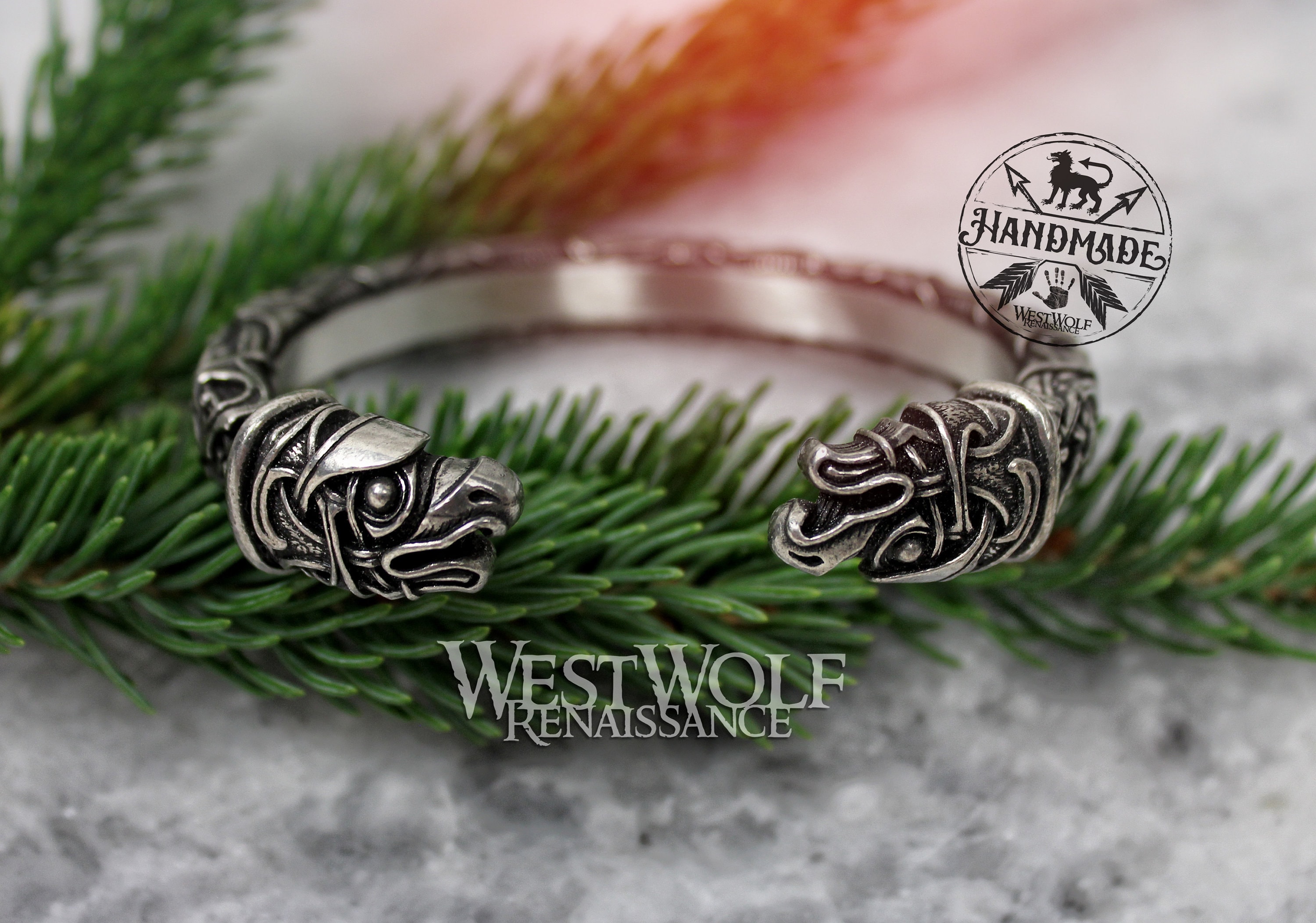 Silver Viking Raven Torc With Odin's Ravens Hugin and Munin --- Norse ...