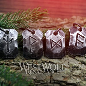 Hand-Forged Viking Rune Pendants Made of Hammered Steel Choose Your Talisman Norse/Symbols/Runes/Writing/Odin/Power/Charms/Beads image 2